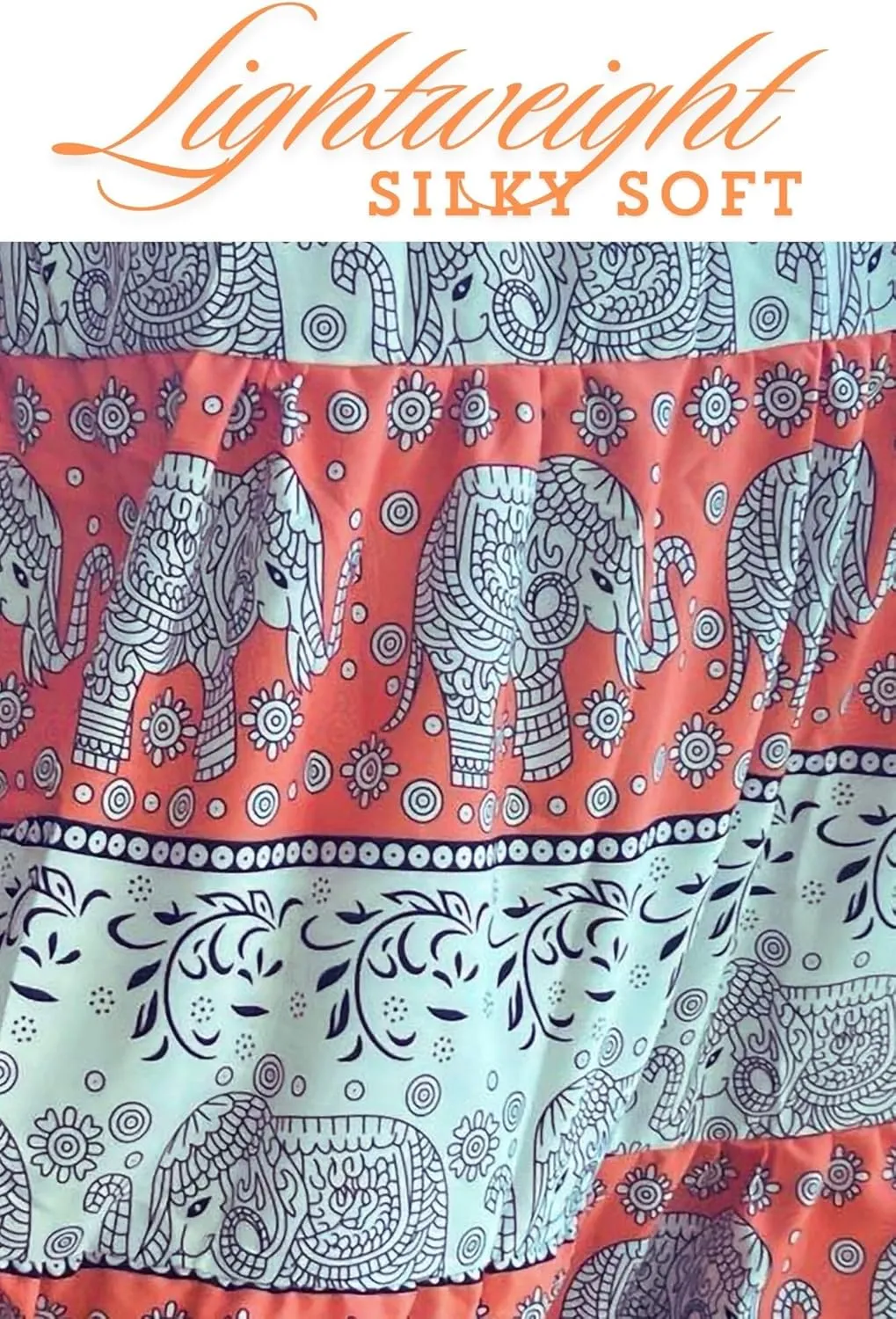 Casual Maxi High Waisted Lightweight Silky Soft Flowy Ruffle Cute Trendy Boho Hippy Long Skirts for Women, Elastic Waistband