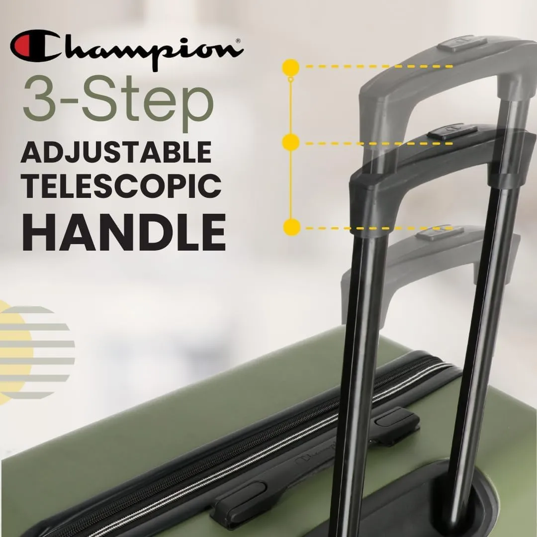 Champion 3-Piece Luggage Set - 21 25 29 Hardshell Suitcases with 8 Spinner Wheels - Expandable Carry-On & Checked Luggage - Durable ABS Material - Travel Bags - Airline Approved - Chive