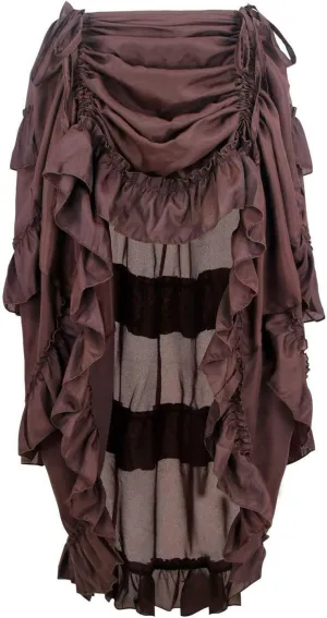 Charella Gothic Skirt for Women - Layered Ruched Hem Medieval Goth Steampunk Skirt for Halloween Masquerade Party Dress