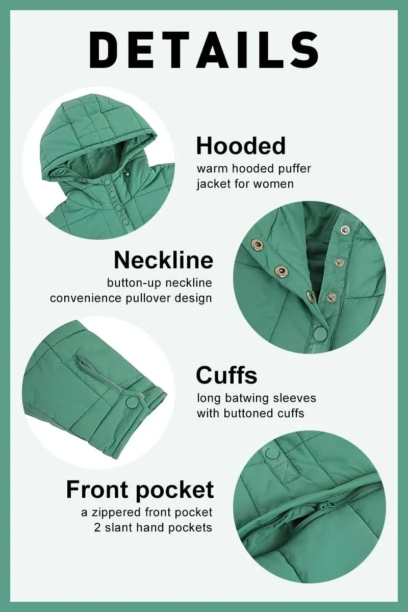 chouyatou Women's Quilted Pullover Puffer Jacket Packable Hooded Oversize Winter Coat Tops