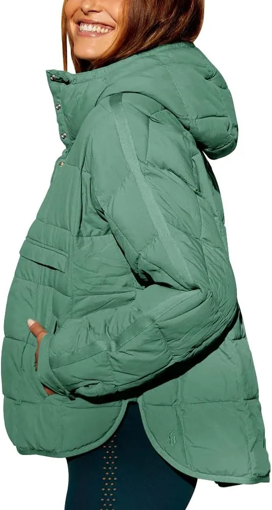 chouyatou Women's Quilted Pullover Puffer Jacket Packable Hooded Oversize Winter Coat Tops