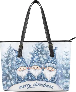 Christmas Pattern Women's Tote Shoulder Bag Ladies Fashionable Leather Handbag for School Work Travel Use