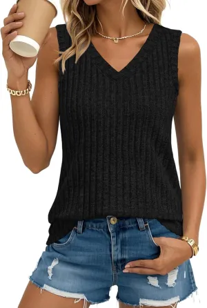Chulianyouhuo Women's V Neck Tank Tops Summer Sleeveless Business Outfits 2025 Casual Spring Trendy Fashion Clothes
