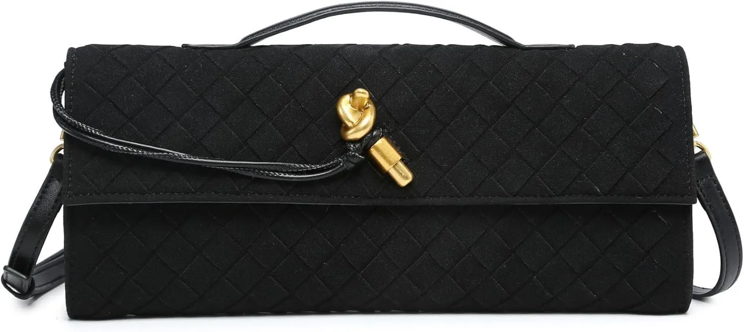 Clutch Purses for Women, Evening Bag Suede Woven Handbags for Women Casual Fashionable Purse Crossbody Shoulder