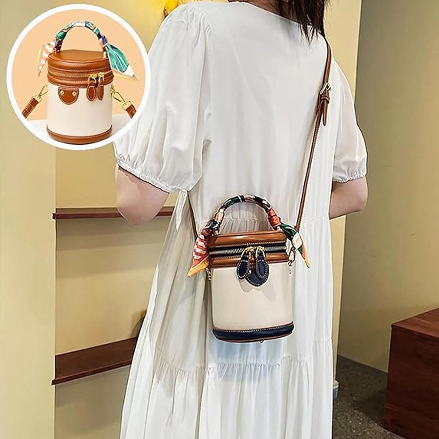 Colorblock Bucket Bag for Women, 2025 Colorblock Bucket Bag Casual, Fashionable Crossbody Bag for Womens