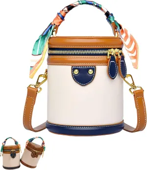 Colorblock Bucket Bag for Women, 2025 New Summer Fashion Colorblock Cylinder Bag, Fashionable Crossbody Bag