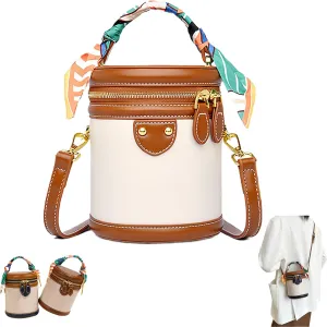 Colorblock Bucket Bag for Women, 2025 New Summer Fashion Colorblock Cylinder Bag, Fashionable Crossbody Bag