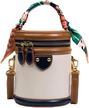 Colorblock Bucket Bag For Women, 2025 New Summer Niche Design Cylinder Bag, Fashionable Crossbody Bag