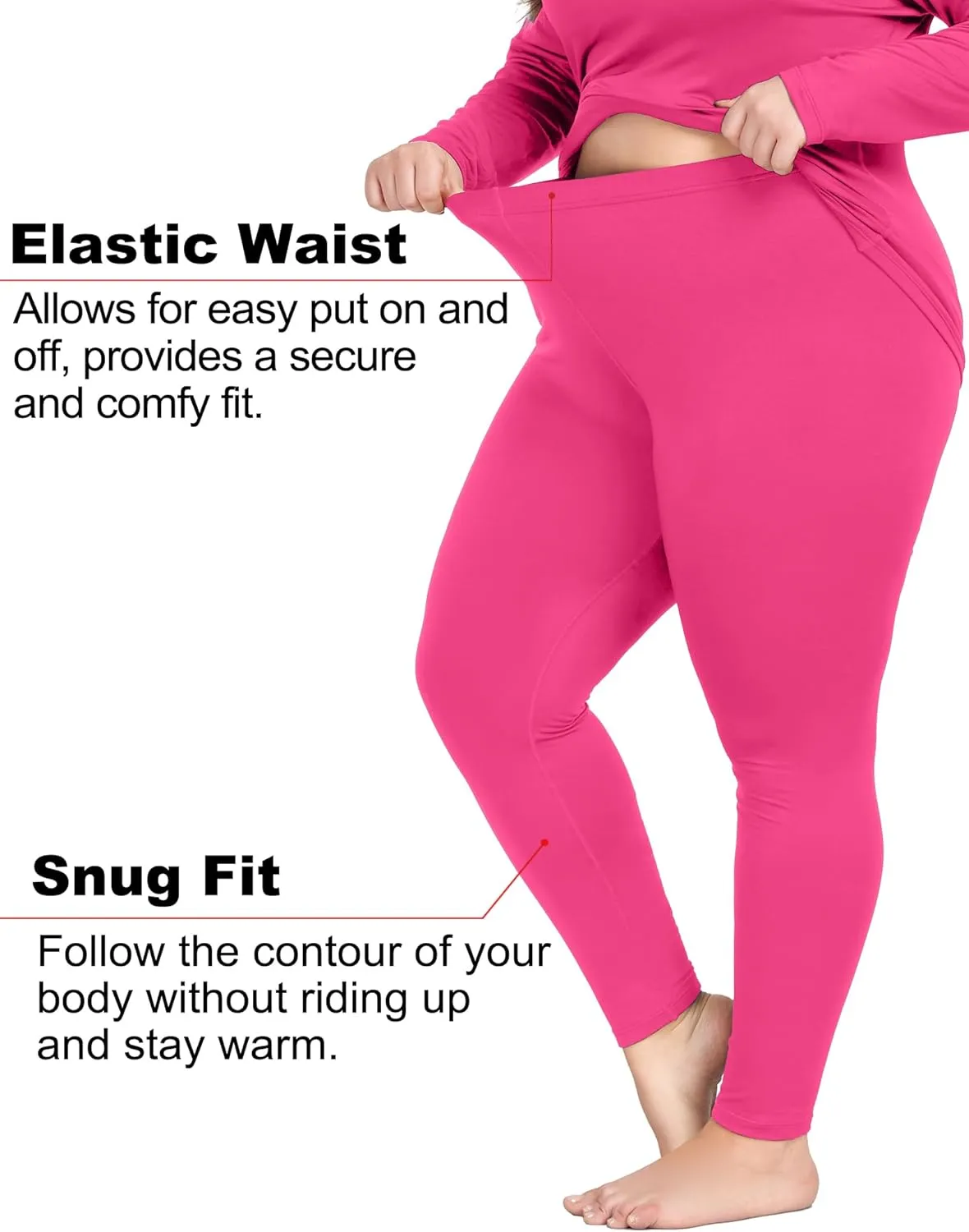 COOTRY Plus Size Thermal Underwear for Women Long Johns Base Layer Winter Top and Bottom Sets