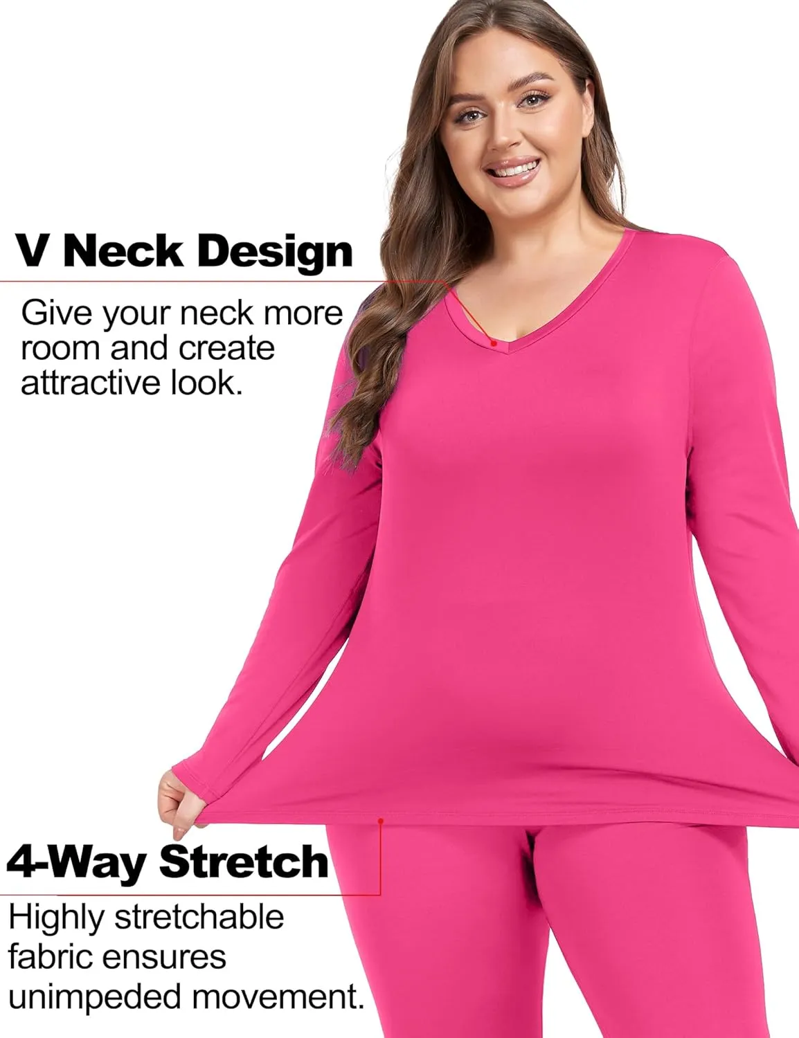 COOTRY Plus Size Thermal Underwear for Women Long Johns Base Layer Winter Top and Bottom Sets