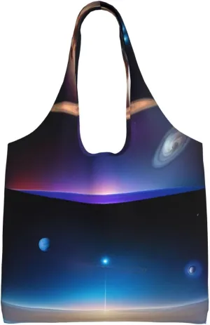 Cosmic Saturn Printed single-shoulder canvas bag, fashionable daily canvas bag, suitable for daily travel and shopping