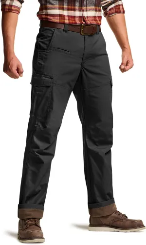 CQR Men's Winter Tactical Cargo Pants, Thermal Fleece Lined Outdoor Snow Ski Hiking Work