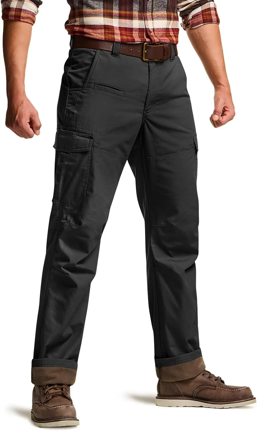 CQR Men's Winter Tactical Cargo Pants, Thermal Fleece Lined Outdoor Snow Ski Hiking Work