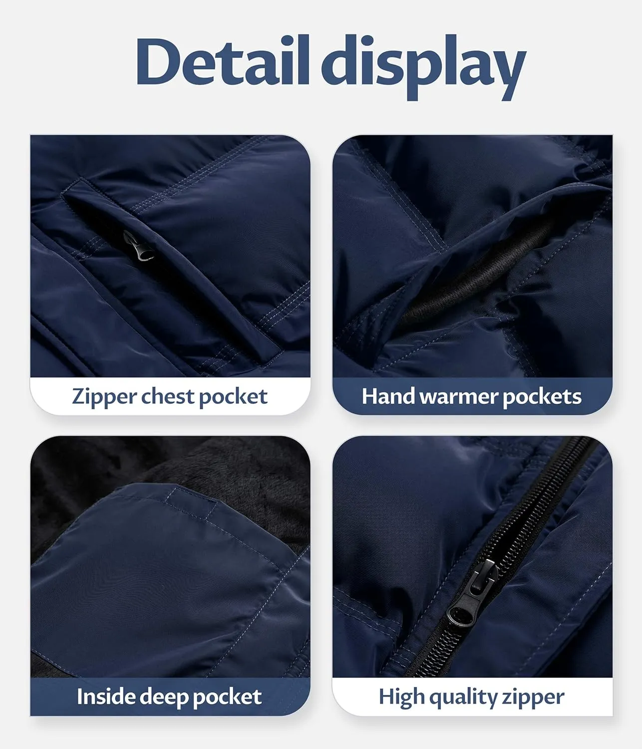 CREATMO US Men's Puffer Jacket Waterproof Winter Parka jacket Warm Thicken Ski Coat