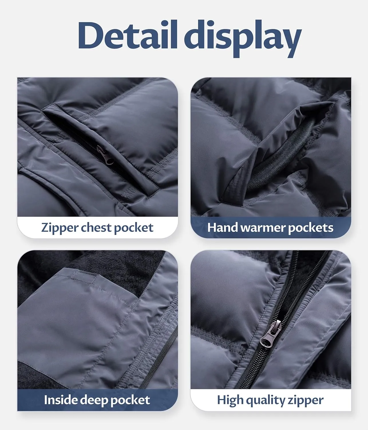 CREATMO US Men's Puffer Jacket Waterproof Winter Parka jacket Warm Thicken Ski Coat