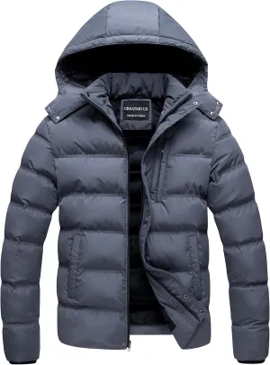 CREATMO US Men's Puffer Jacket Waterproof Winter Parka jacket Warm Thicken Ski Coat