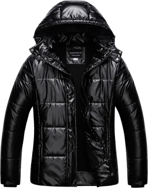 CREATMO US Women's Plus Size Warm Puffer Jacket Waterproof Fleece Lined Winter Coat with Removable Hood