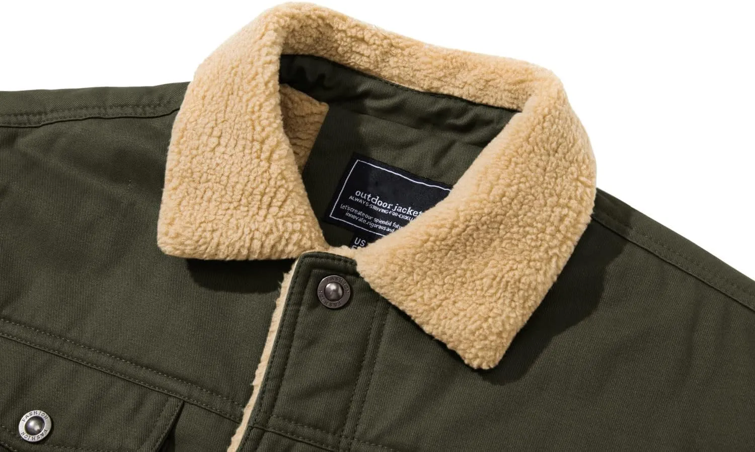 CRYSULLY Men's Winter Cargo Jacket Fur Collar Fleece Casual Warm Cotton Military Coat