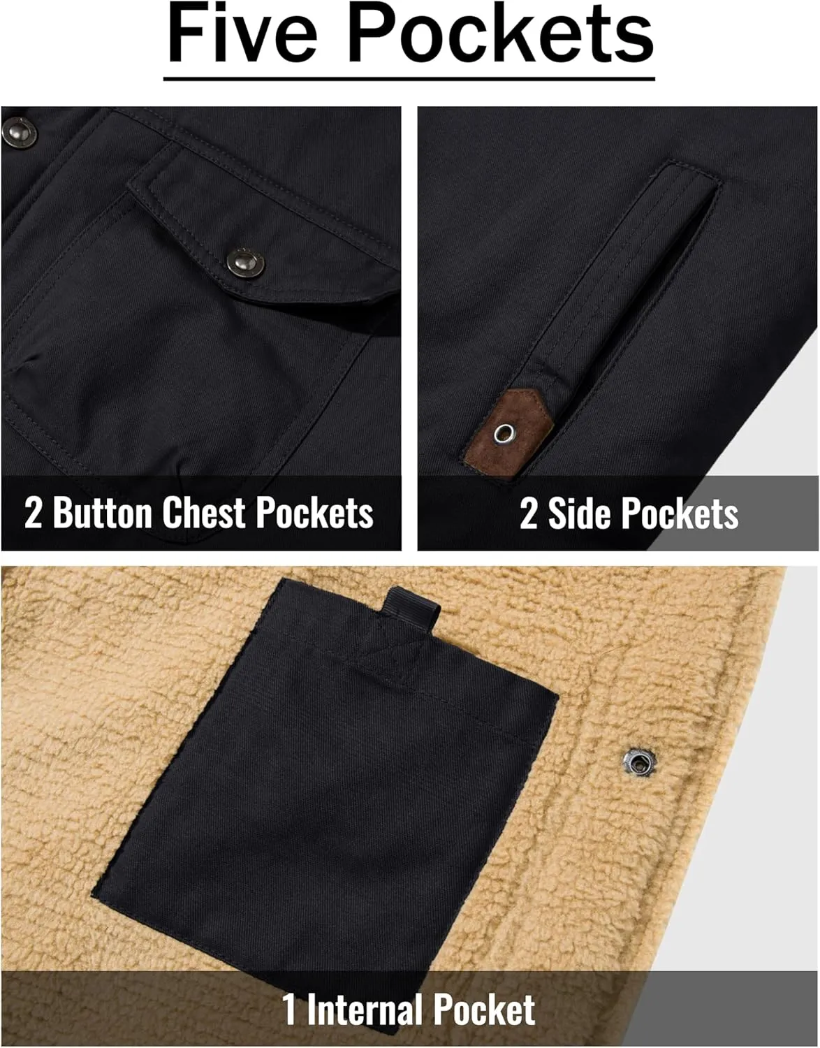 CRYSULLY Men's Winter Cargo Jacket Fur Collar Fleece Casual Warm Cotton Military Coat