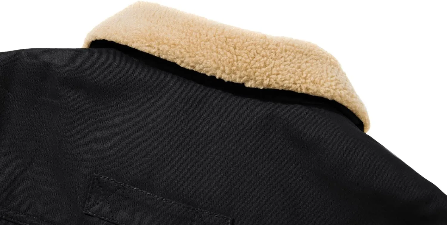 CRYSULLY Men's Winter Cargo Jacket Fur Collar Fleece Casual Warm Cotton Military Coat