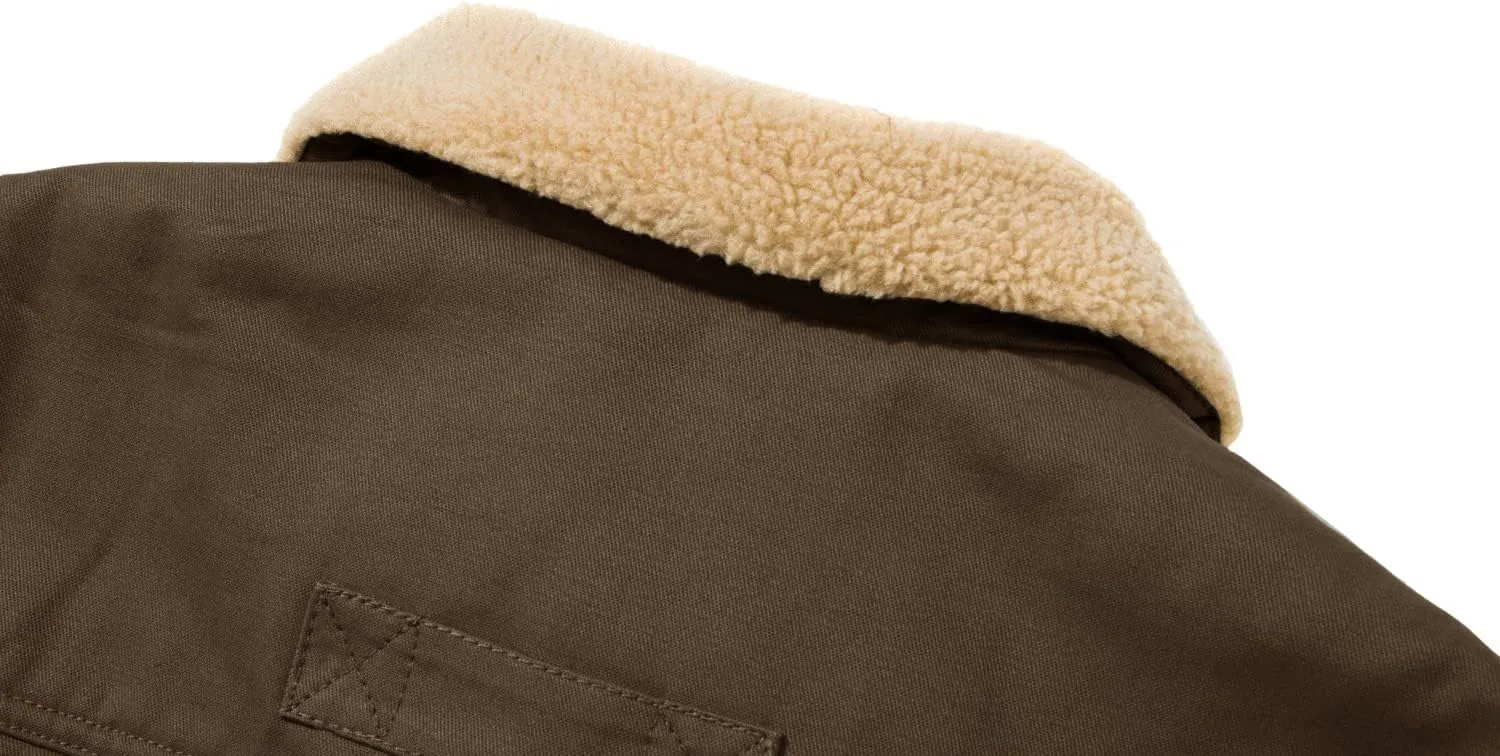 CRYSULLY Men's Winter Cargo Jacket Fur Collar Fleece Casual Warm Cotton Military Coat