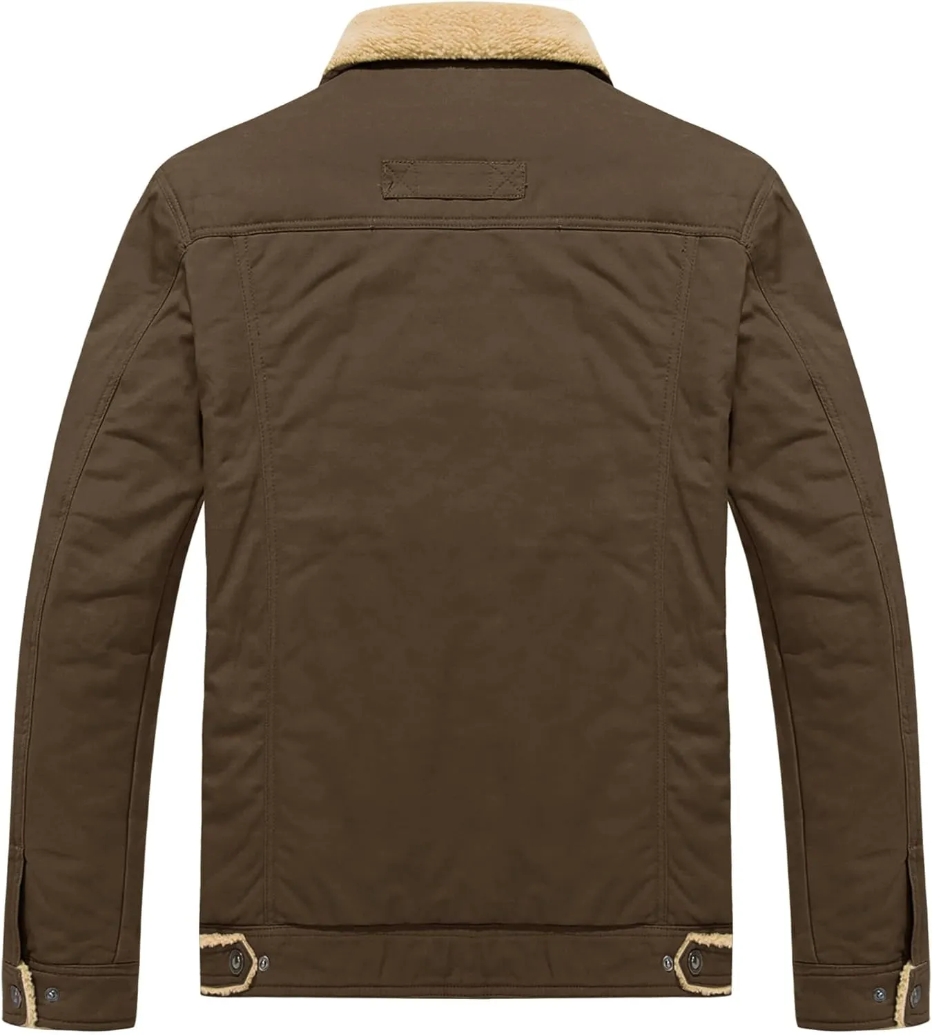 CRYSULLY Men's Winter Cargo Jacket Fur Collar Fleece Casual Warm Cotton Military Coat