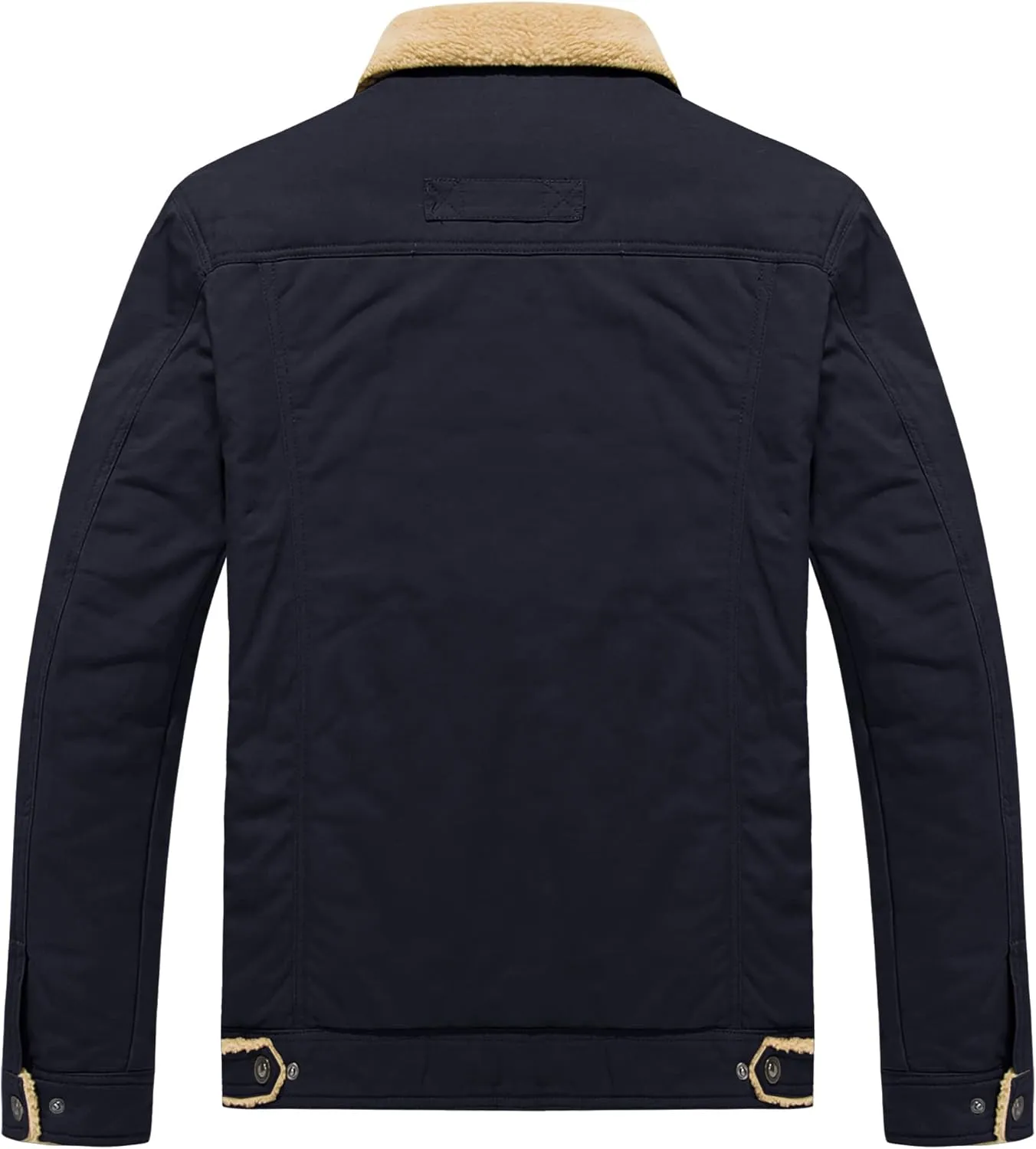 CRYSULLY Men's Winter Cargo Jacket Fur Collar Fleece Casual Warm Cotton Military Coat