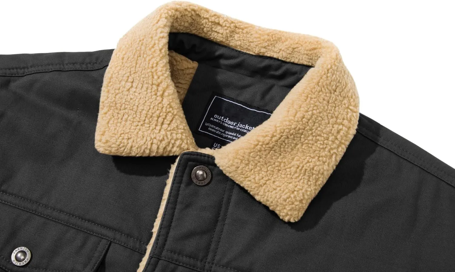 CRYSULLY Men's Winter Cargo Jacket Fur Collar Fleece Casual Warm Cotton Military Coat