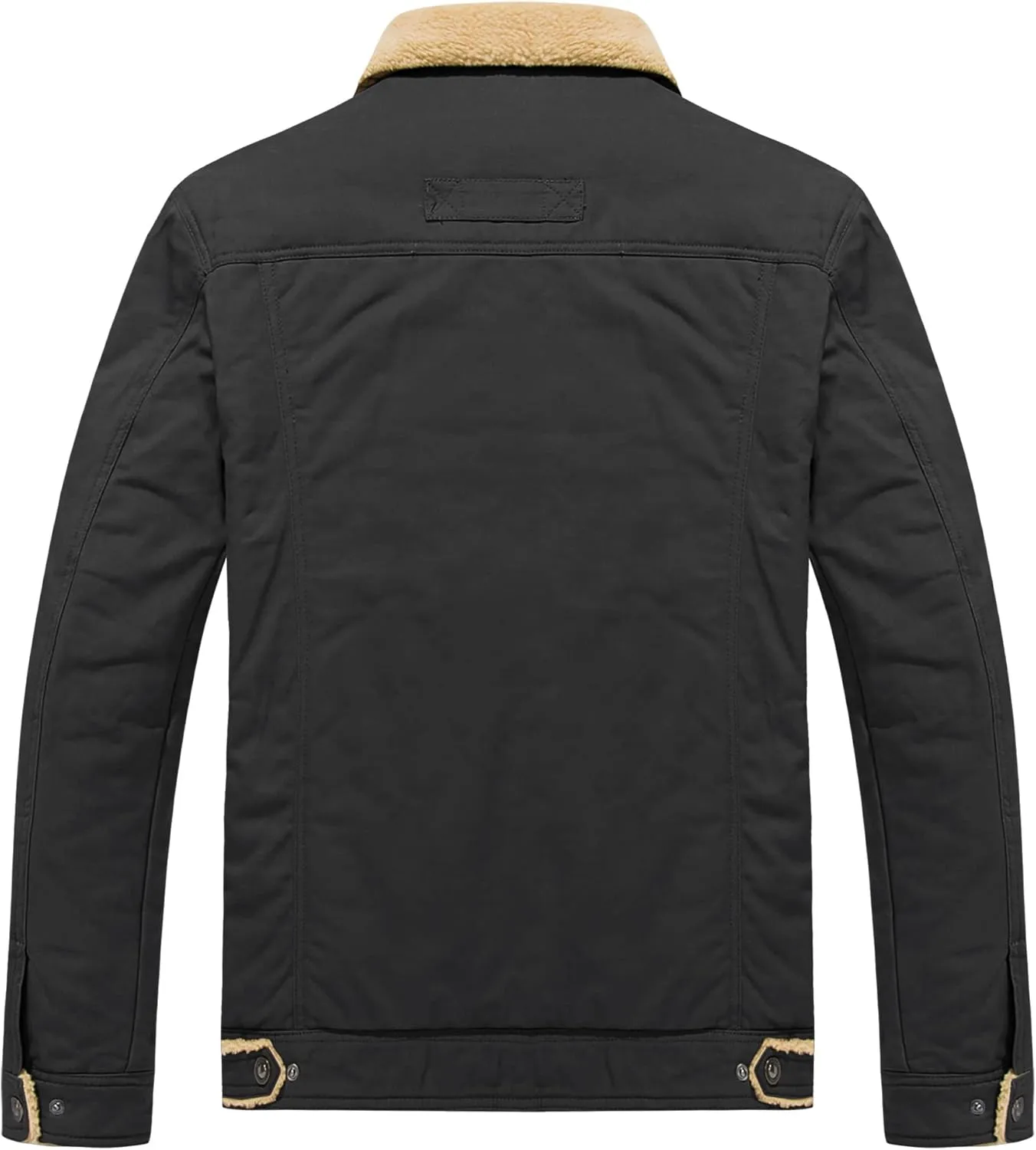 CRYSULLY Men's Winter Cargo Jacket Fur Collar Fleece Casual Warm Cotton Military Coat
