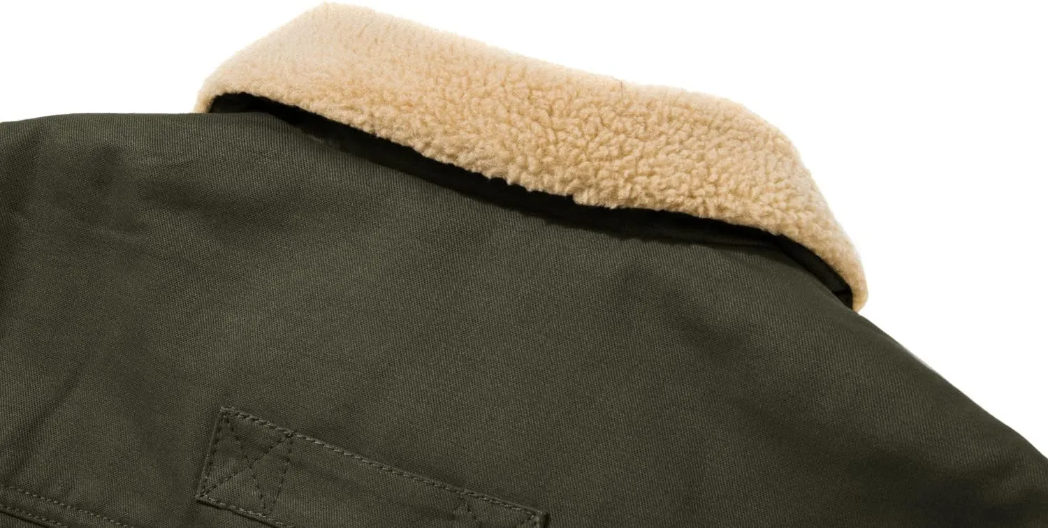 CRYSULLY Men's Winter Cargo Jacket Fur Collar Fleece Casual Warm Cotton Military Coat