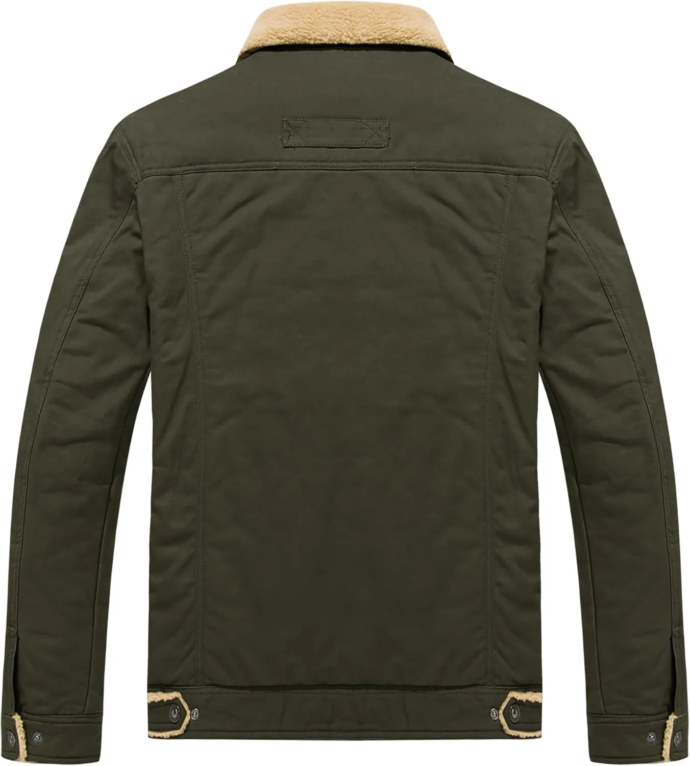 CRYSULLY Men's Winter Cargo Jacket Fur Collar Fleece Casual Warm Cotton Military Coat