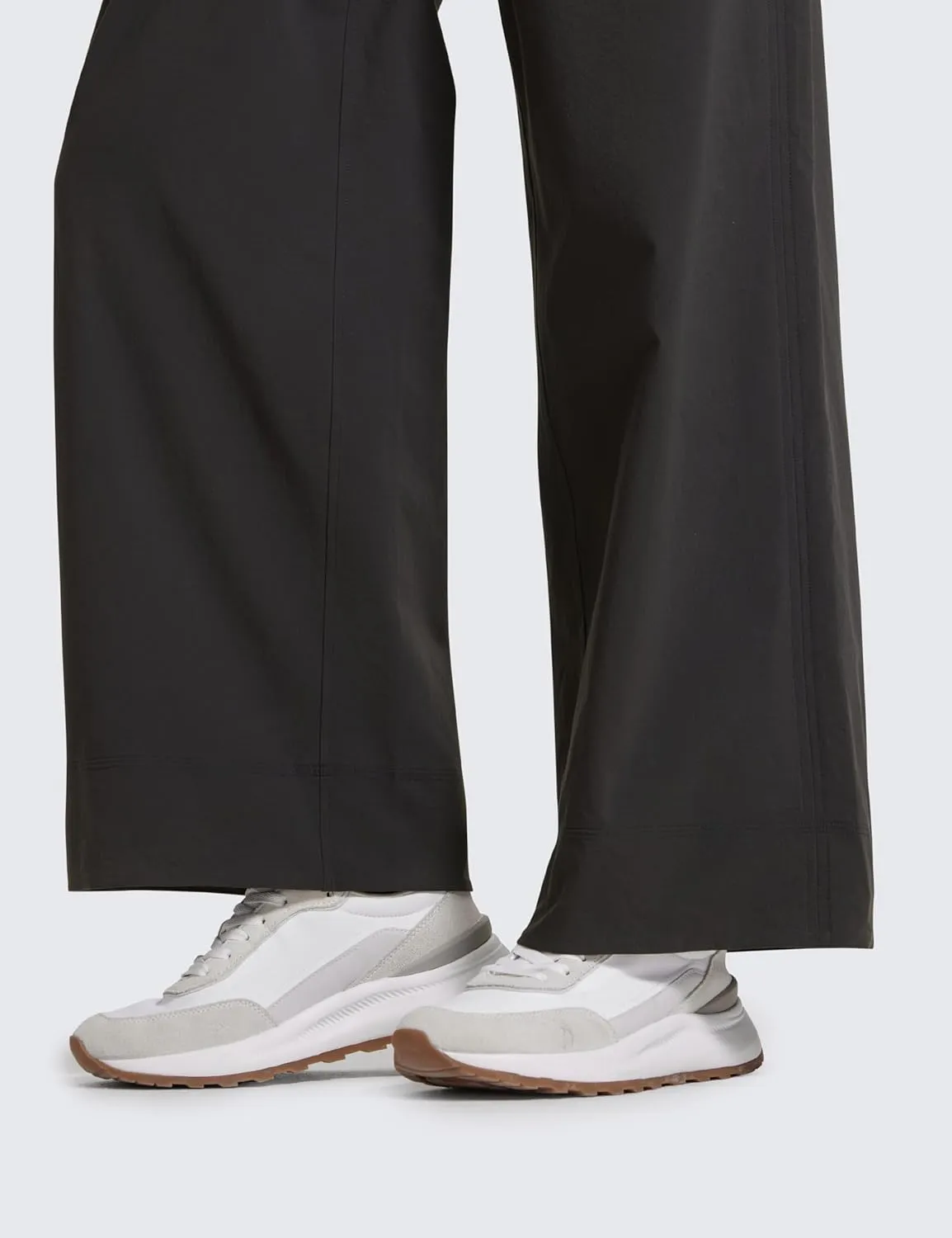 CRZ YOGA Stretch Wide Leg Casual Pants for Women 30" High Waisted Dress Work Water Resistant Travel Trousers