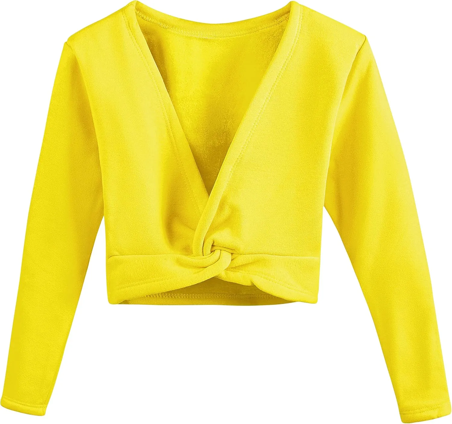 DANSHOW Girls Ballet Wrap Tops Kids Long Sleeve Dance Sweater,Velvet Inner