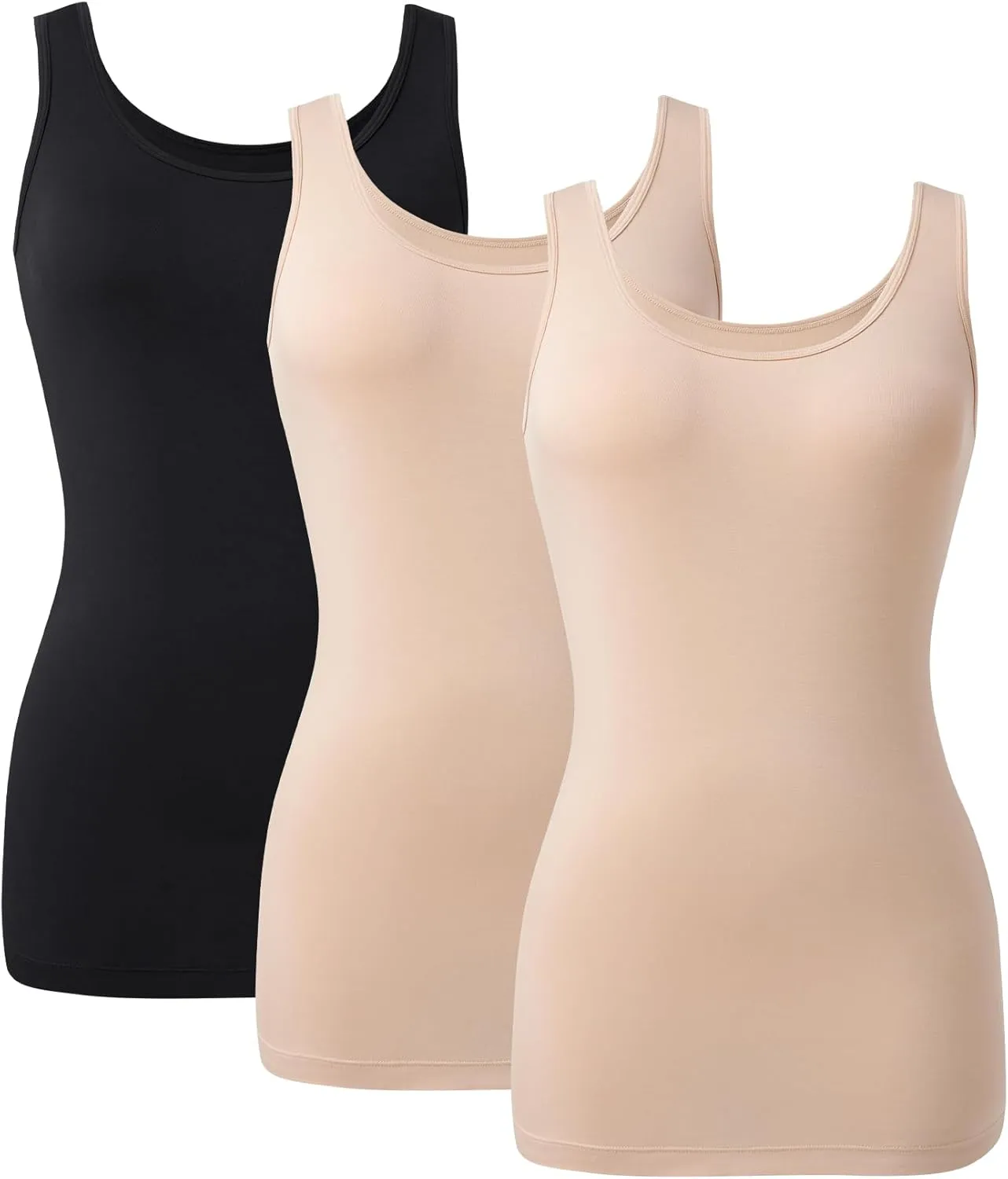 DAVID ARCHY Women's Cotton Camisole Tops Long Tank Top for Women 3 Pack