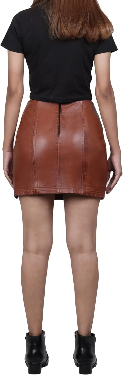 Decrum Real Leather Skirts for Women - Trendy Casual Womens Leather Skirt Fashionable