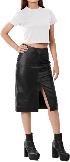 Decrum Real Leather Skirts for Women - Trendy Casual Womens Leather Skirt Fashionable