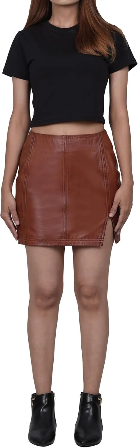 Decrum Real Leather Skirts for Women - Trendy Casual Womens Leather Skirt Fashionable