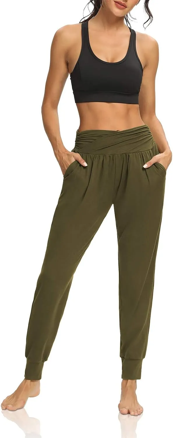 DIBAOLONG Womens Yoga Sweatpants Loose Workout Harem Joggers Casual Comfy Lounge Pajama Pants with Pockets
