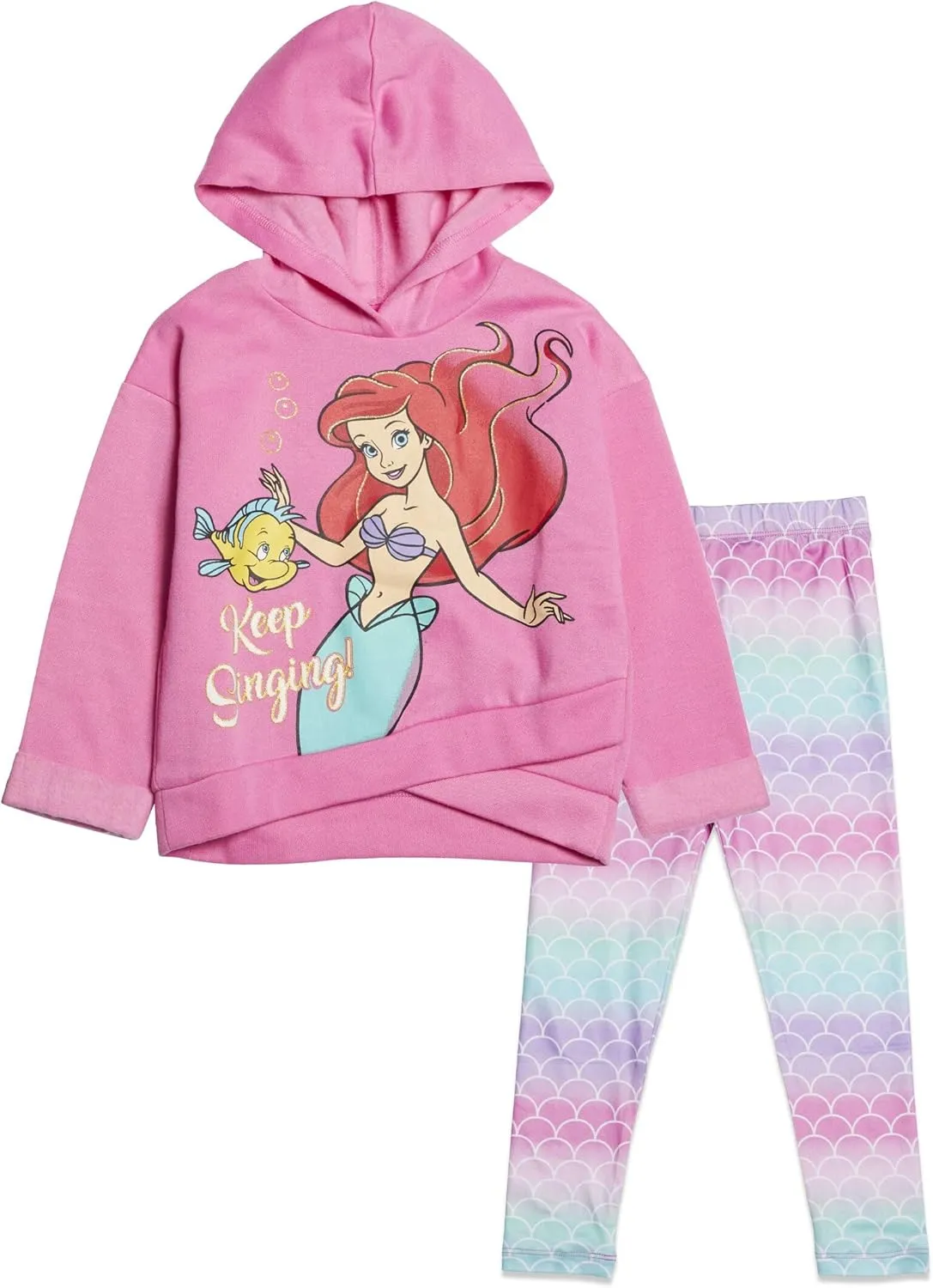 Disney Princess Mulan Rapunzel Jasmine Ariel Belle Cinderella Tiana Tinker Girls Pullover Hoodie Legging Toddler to Big Kid
