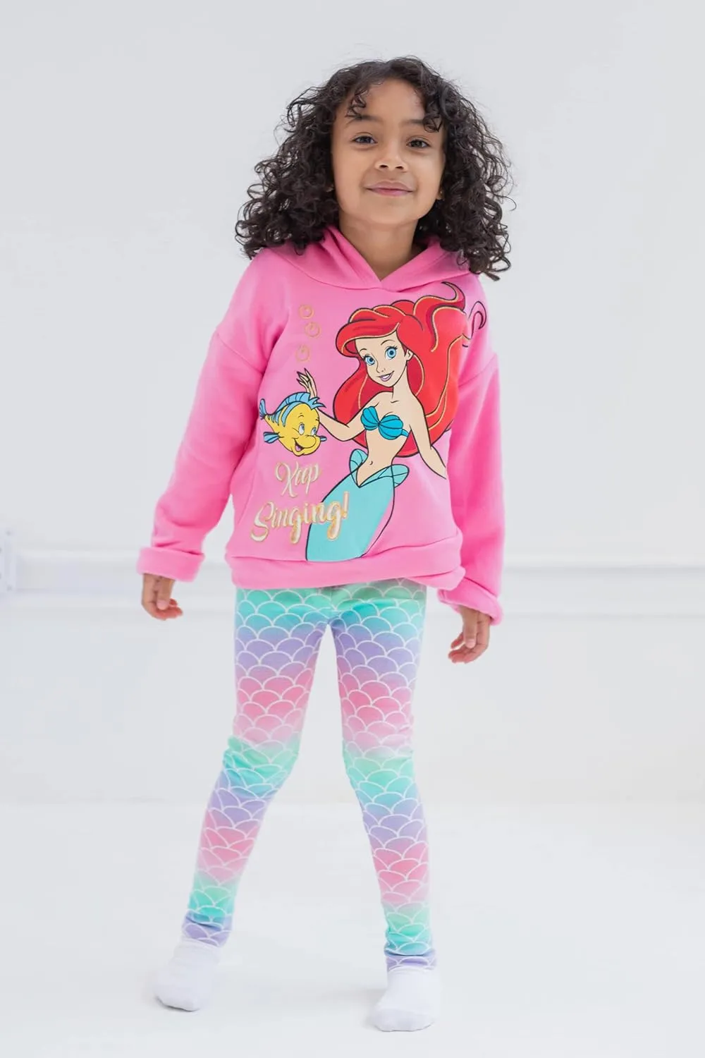 Disney Princess Mulan Rapunzel Jasmine Ariel Belle Cinderella Tiana Tinker Girls Pullover Hoodie Legging Toddler to Big Kid