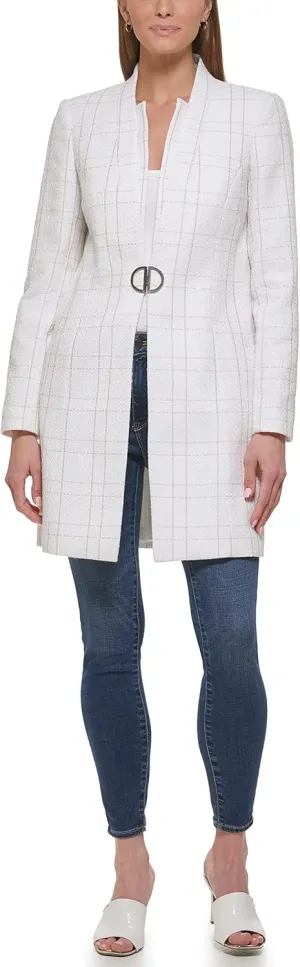 DKNY Women's Novelty Metallic Monogram Detail Jacket