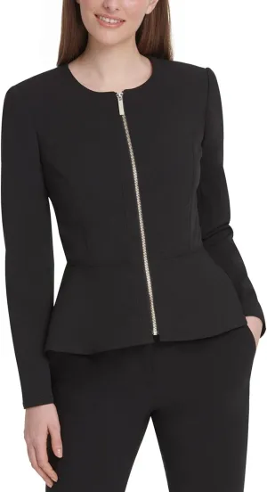 DKNY Women's Peplum Zip Front Blazer Jacket