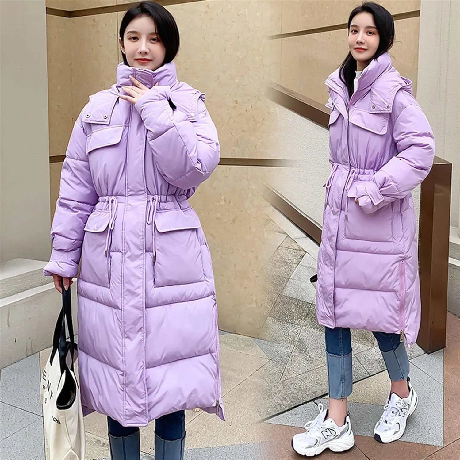 Down jacket women Women Winter Cotton Coat Warm Thicken Cotton Padded Coat Long Hooded Coat Winter Outwear
