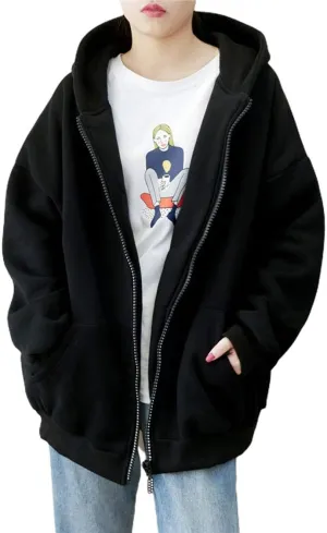 ebossy Women's Plus Size Full Zip Heavyweight Thermal Fleece Hoodie Sweatshirt Jacket