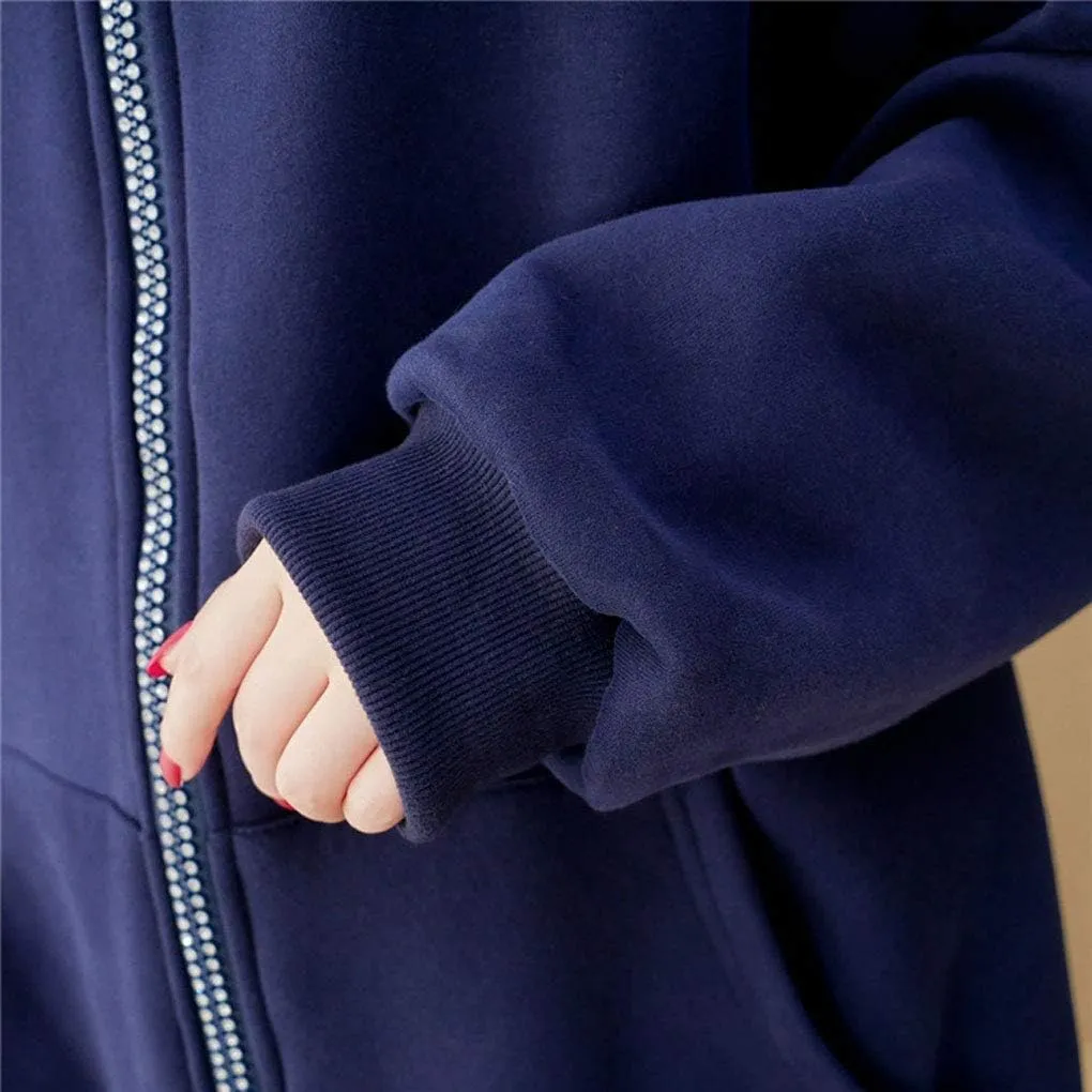ebossy Women's Plus Size Full Zip Heavyweight Thermal Fleece Hoodie Sweatshirt Jacket