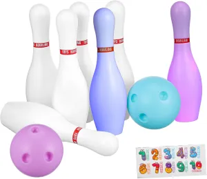 Educational Bowling Game for Boys and Girls 1 Set Light-up Bowling Toys Number Stickers Develops Hand-Eye Coordination