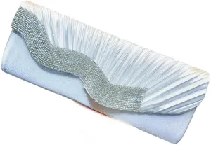 Elegant Evening Clutch with Silk Pleats and Diamond Embellishments Fashionable Shoulder Bag for Evening Parties