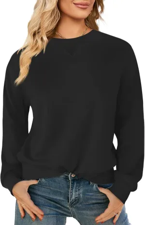 Elesomo Womens Sweatshirts Cotton Crew Neck Casual Long Sleeve Pullover Tops