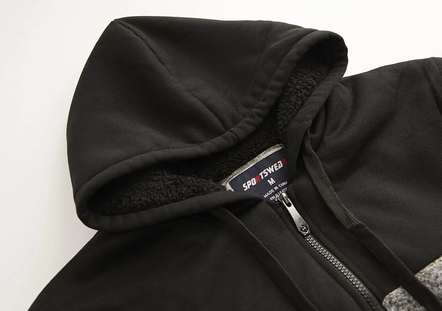 Facitisu Heavyweight Sherpa Lined Fleece Hoodie Sweatshirts for Men Winter Zip Plus Size Jacket