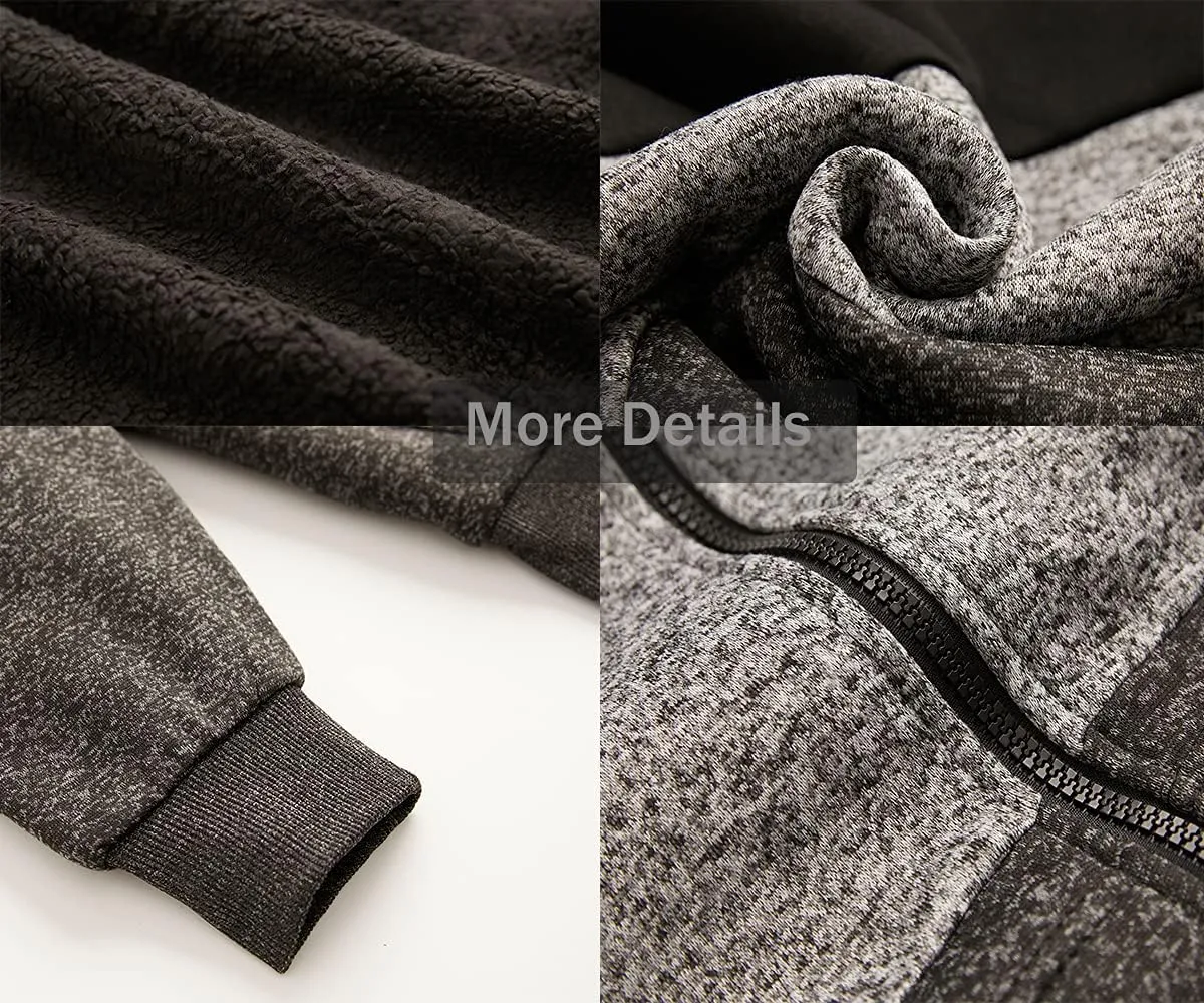 Facitisu Heavyweight Sherpa Lined Fleece Hoodie Sweatshirts for Men Winter Zip Plus Size Jacket